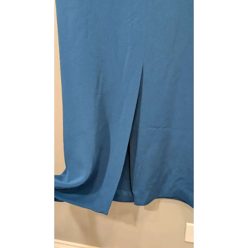 Talbots Silk Midi Dress Sundress Teal Minimalist Breezy Resort Travel Size 12